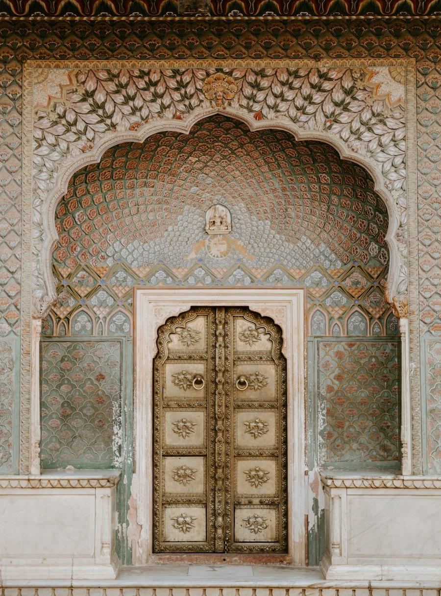 Carved archway and door in Jaipur