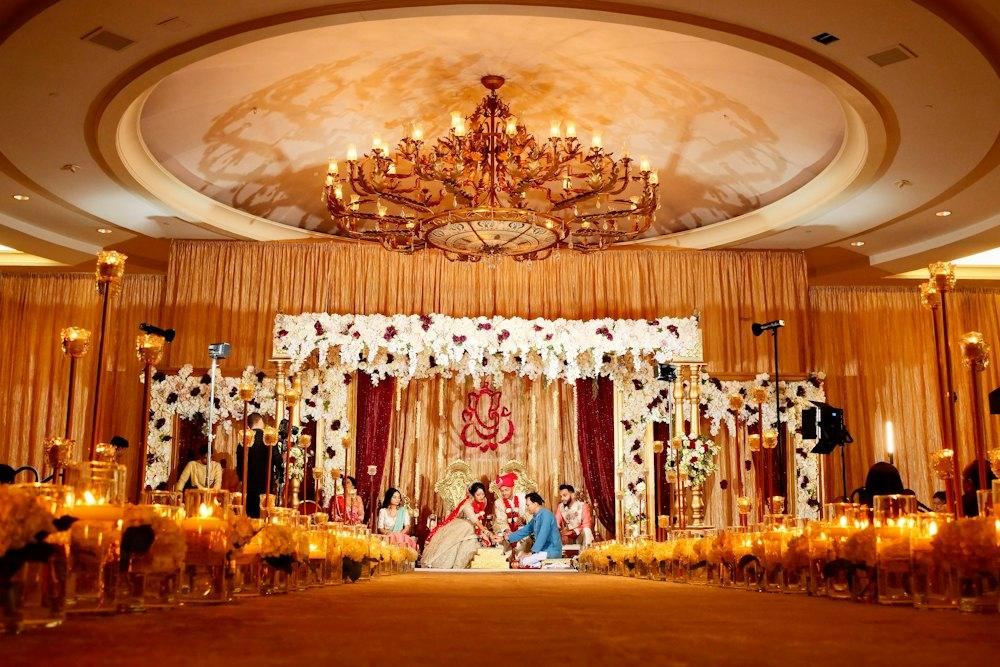 Wedding ritual in a decorated hall