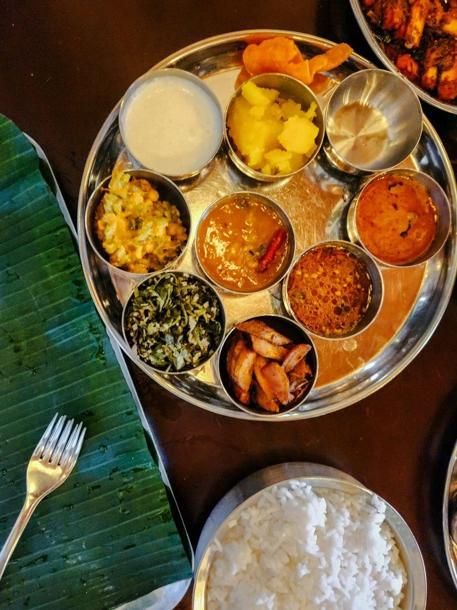 Indian thali with many dishes